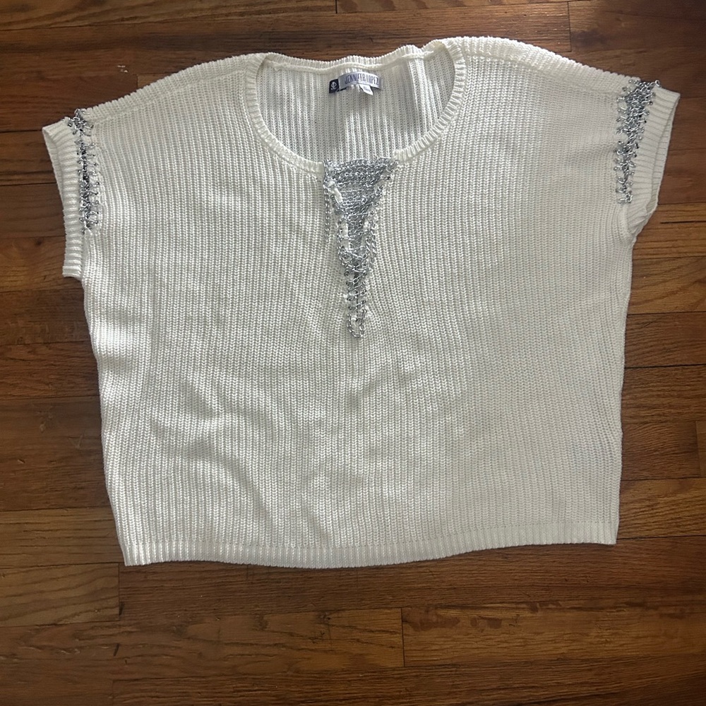 White and Gray Women's Top